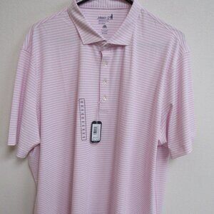 NWT Johnnie-O Performance Stetsons Striped Porto-Pink UPF 50 Golf Polo Shirt 2XL